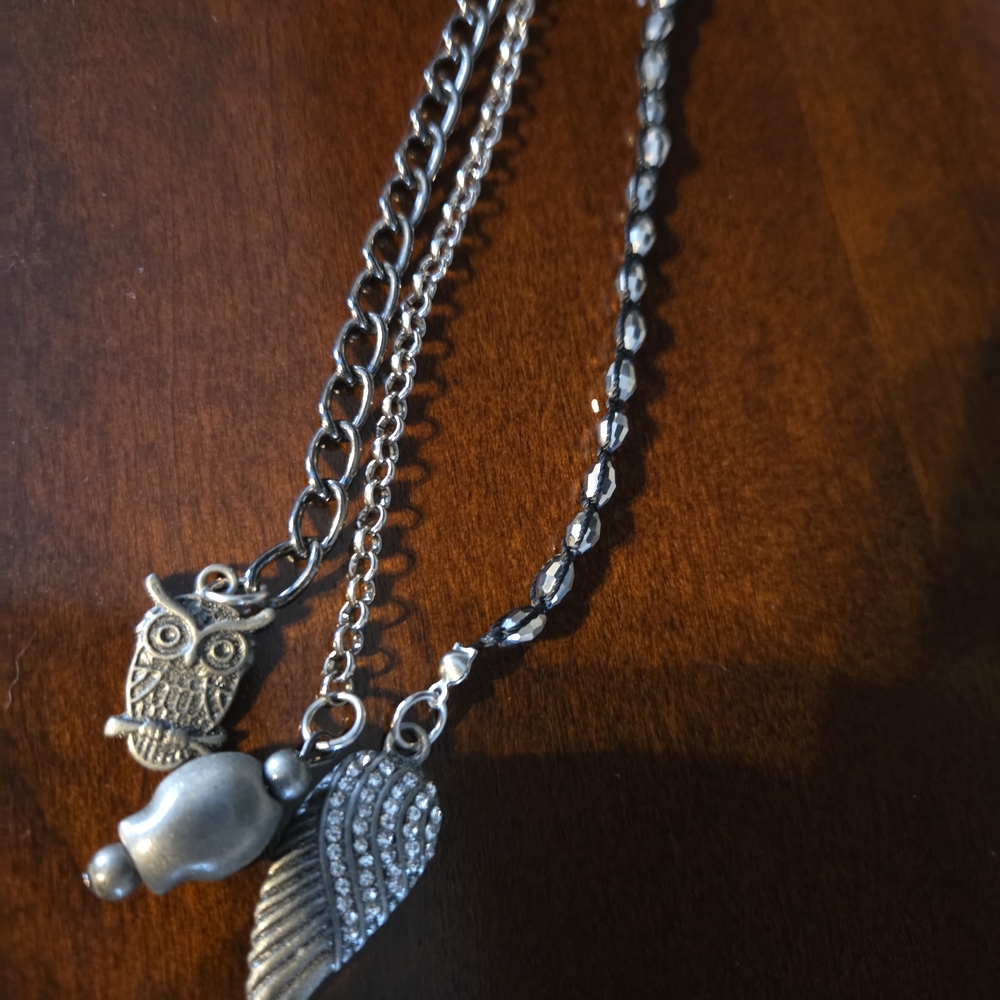 Unique Lariat-Like Silver Charm Necklace - Picture 3 of 6